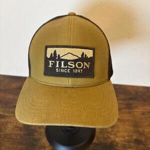Filson Logger Mesh Cap – Beige – Strap‑Back – Water‑Repellent – EUC